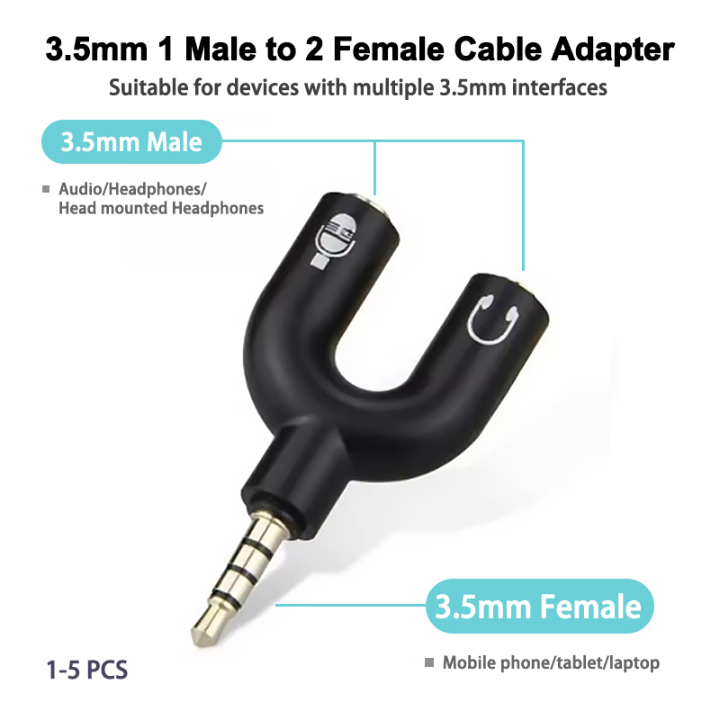 Home Cinema Headphones - Adaptador de micrófono divisor de auriculares