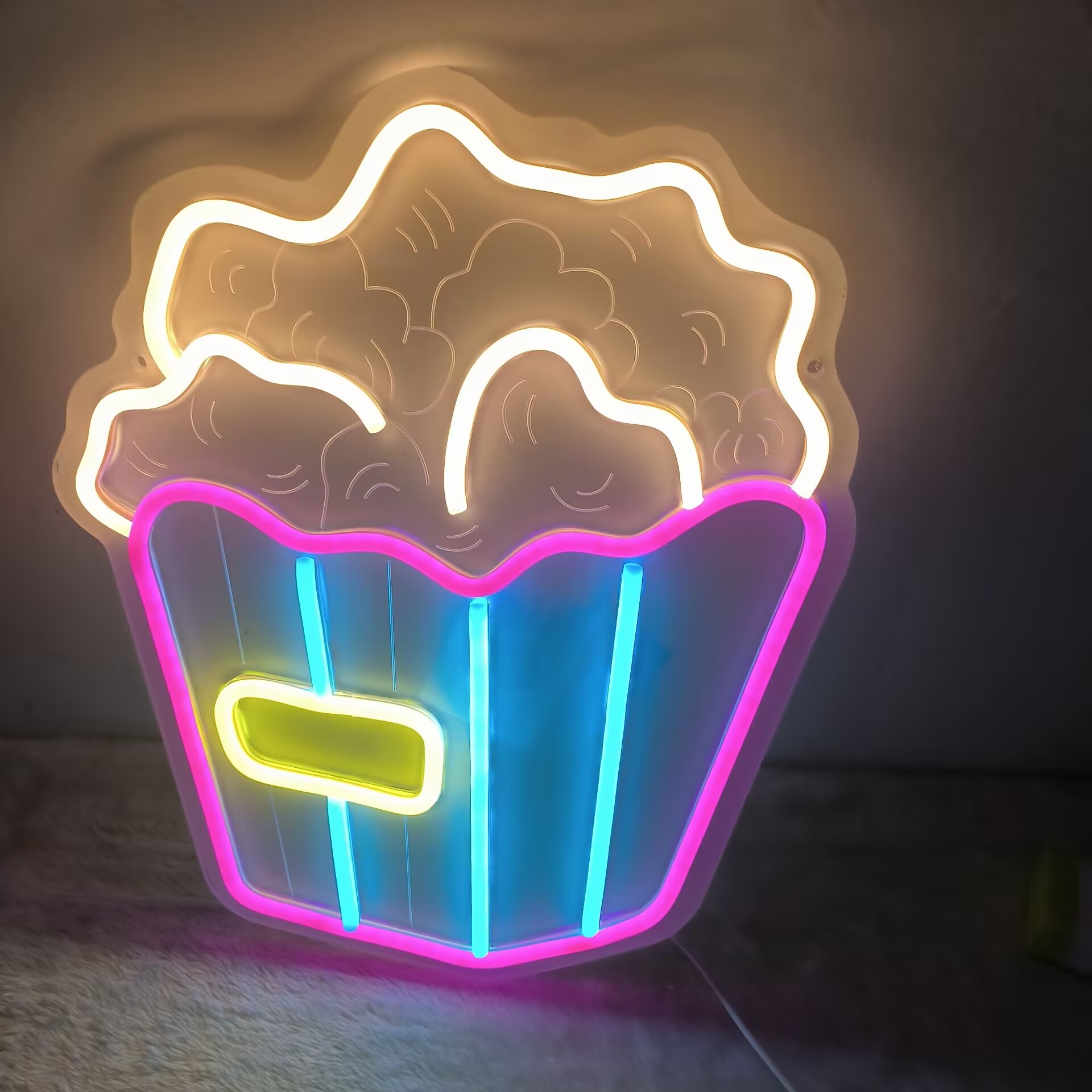 Home Cinema Kids - Letrero Luminoso LED de Palomitas de