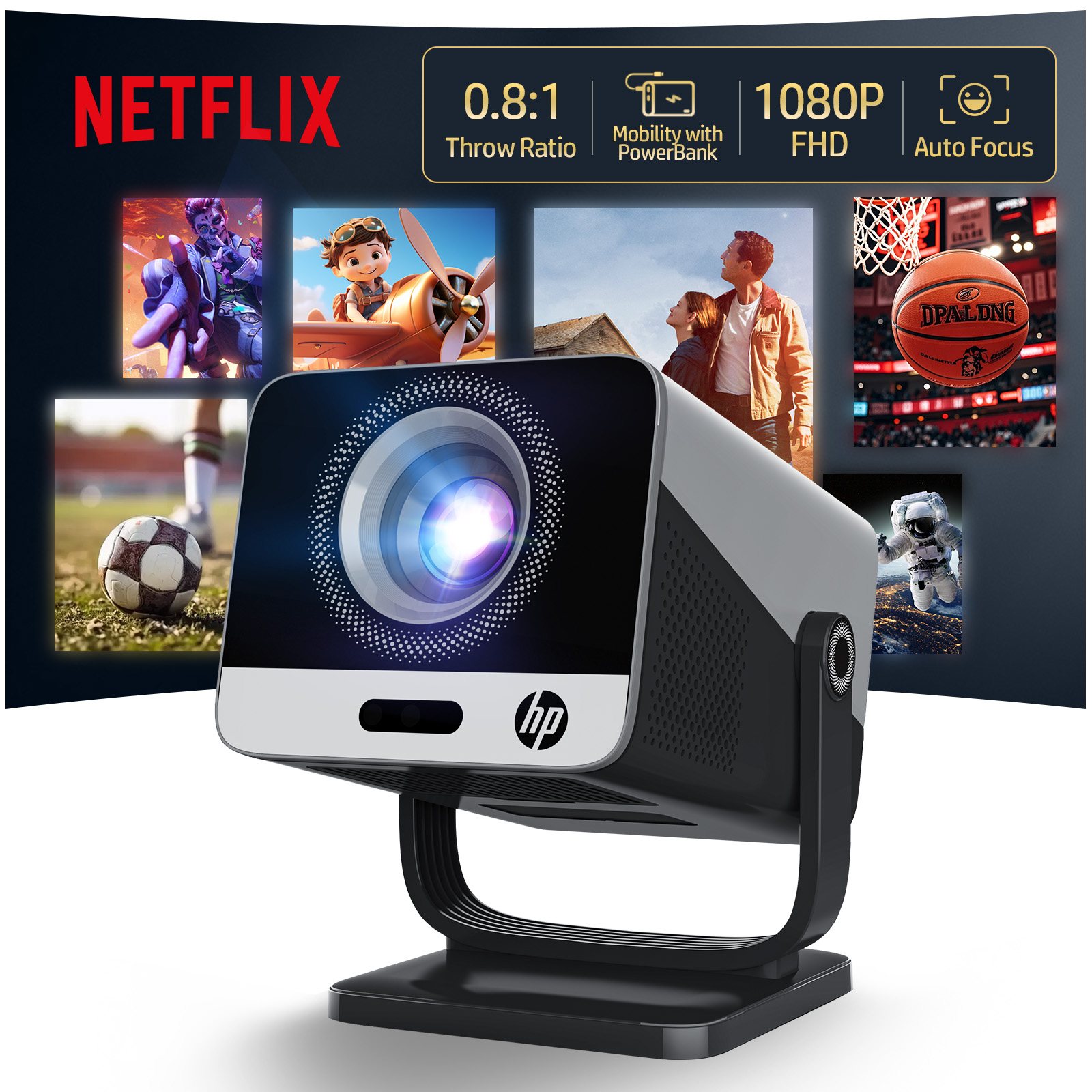 Netflix Home Cinema - [Certificado por Netflix] Proyector HP MC475,
