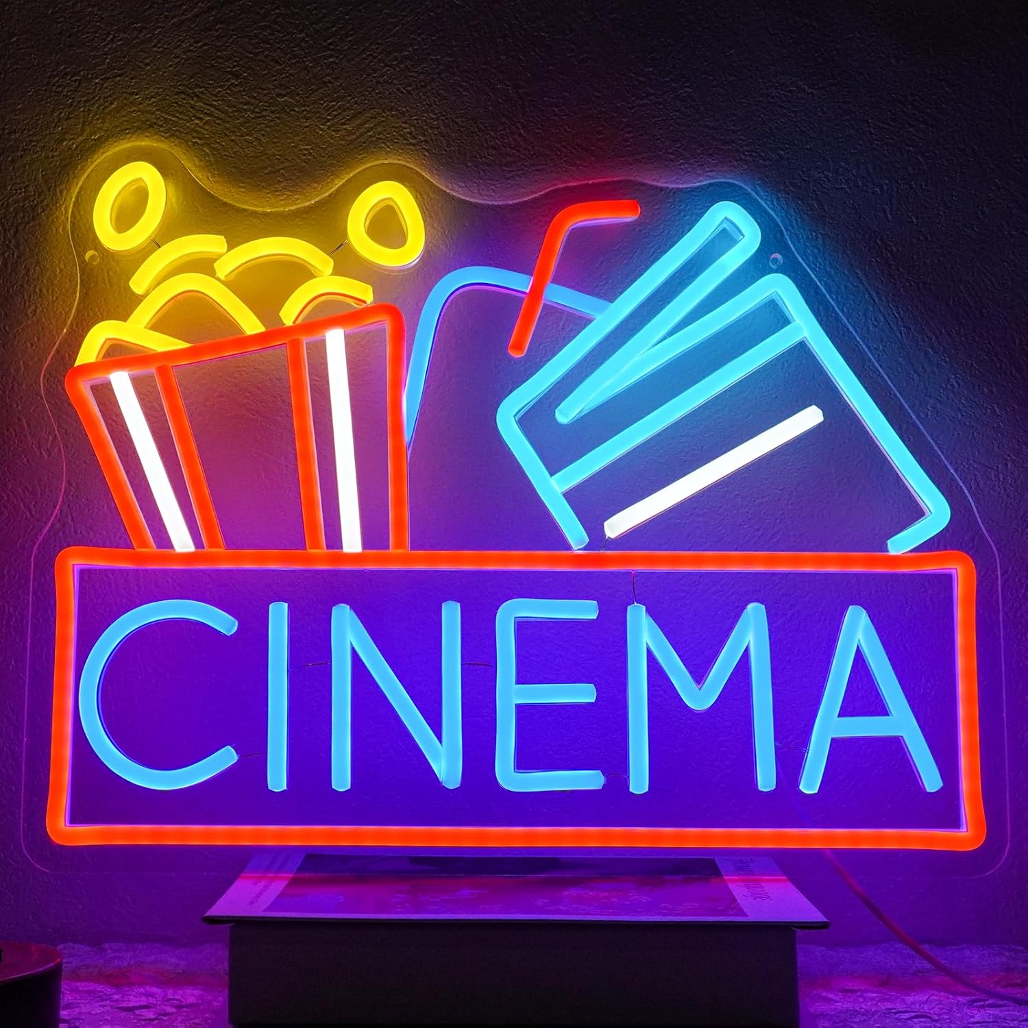Home Cinema Movies - Letrero de neón de cine, luz