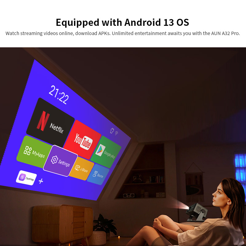 AUN A32 Pro Android 13 proyect - Home Cinema Movies reseña y precio